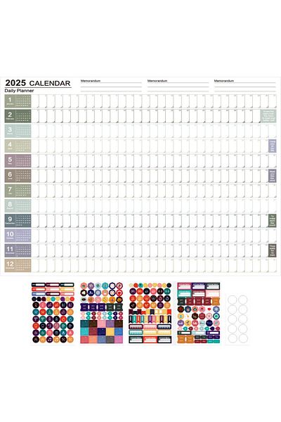 erorex 2025 Yearly Wall Calendar With Stickers 2025 Yearly Planner 366 Days Poster Calendar With Julian