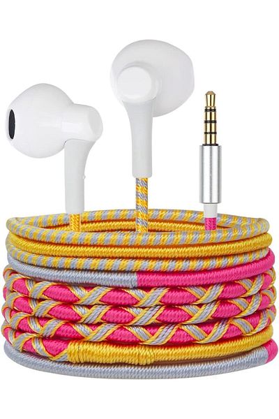 erorex Wired In Ear Earphones Braided Headphones Kids Earbuds With Microphone Sports Wrapped Rope Ear Buds