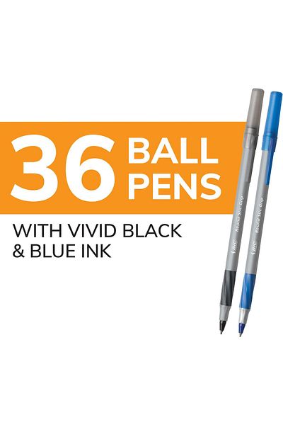 erorex Round Stick Grip Xtra Comfort Ballpoint Pens Medium Point 1.2Mm Ink Pens Black And Blue Soft Grip