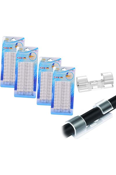 erorex 80 قطعة من مشابك الكابلات، مشابك إدارة الكابلات ذاتية اللصق القوية، حامل سلك شفاف، مشبك سلك