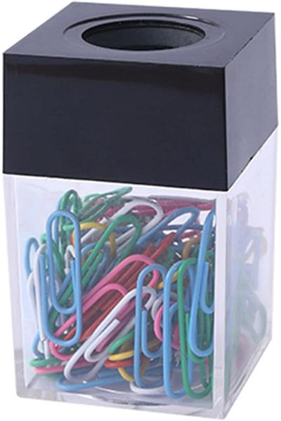erorex Magnetic Paper Clip Box Square Transparent Plastic Paper Clip Dispenser With 18 Paper Clips Desktop