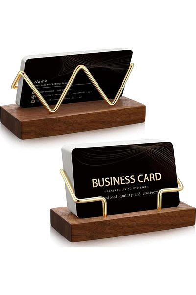erorex Business Card Holder For Desk Walnut Wood Business Card Display Stand Postcard Holder With Wood