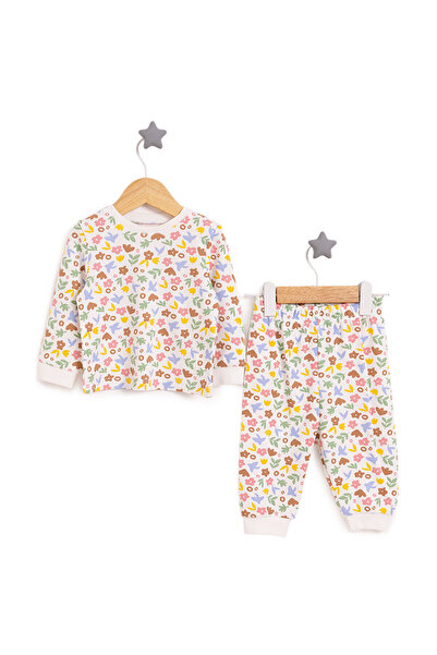 ebebek Hello Baby HelloBaby Bisiklet Yaka Çiçek Renkli Pijama Takımı Kız Bebek