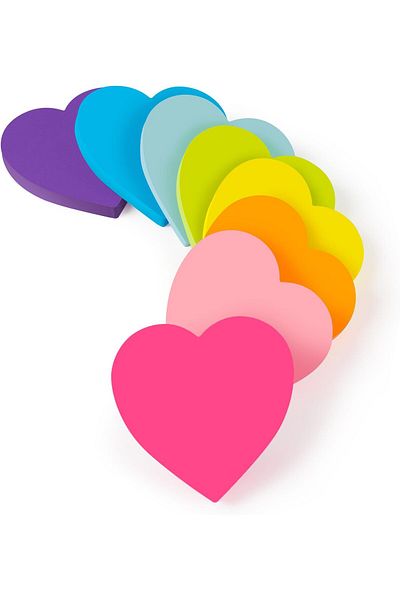 erorex Heart Sticky Notes 3X3 In 8 Pads Super Bright Color Strong Adhesive Post Clean Removal 82 Sheets Pad