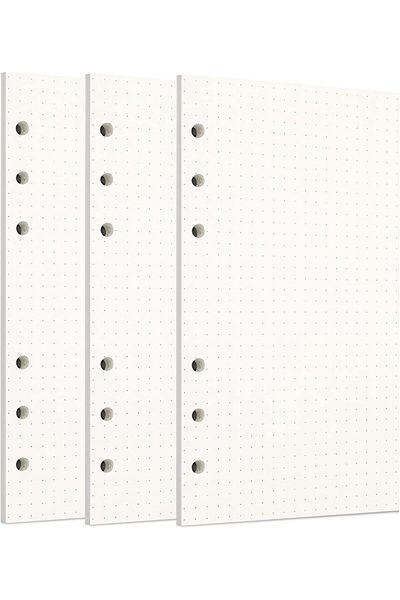 erorex 3 Pack A6 135 Sheets 270 Pages Dotted Loose Leaf Punched Paper Refills Paper For 6 Hole Binder