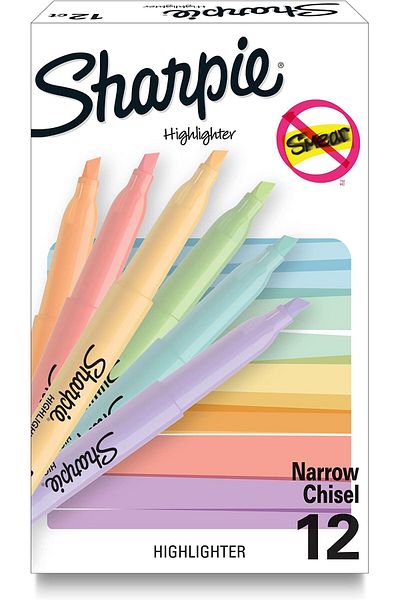 erorex Pocket Highlighters Mild Pastel Colors Assorted Chisel Tip 12 Count