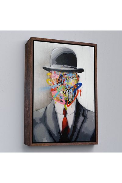 Harita Sepeti Rene Magritte Pictură celebră „Fiul Omului” Graffiti Pop Art cu cadru alb
