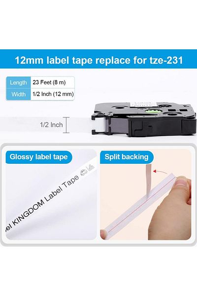 erorex Tze 231 Compatible With Brother Label Printer Tape 12Mm 0.47 Brother P Touch Label Tape H110 1 2