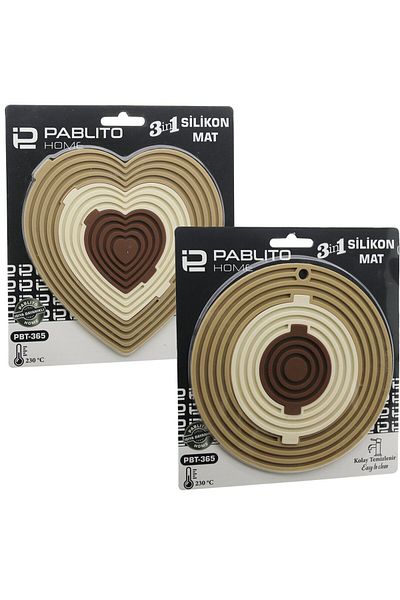 Tilmiz 3in1 Whole - Separate Use Silicone Mat - Nibble Heart=7.5-13-19Cmround=7-12.5-20Cm (4172)