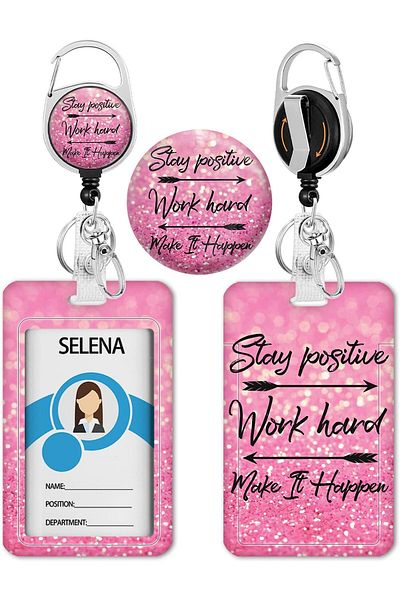erorex Positive Badge Holder With Retractable Reel Funny Id Card Badge Case With Carabiner Clip Heavy Duty