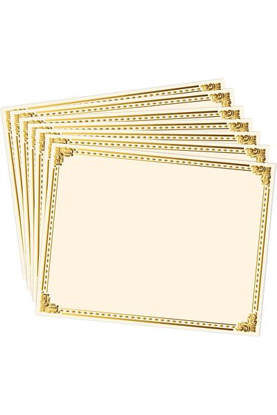 erorex Certificate Paper Gold Foil Metallic Border Blank Award Certificate For Recognition Appreciation