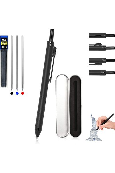 erorex Multicolor Pen 4 In 1 Multifunction Pen With Metal Cased 0.5Mm Mechanical Pencil Red Ballpoint Pen