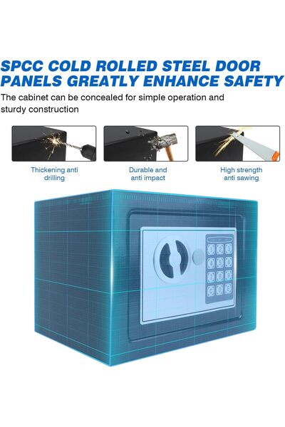 erorex صندوق أمان منزلي آمن، صندوق نقود إلكتروني مزود بلوحة مفاتيح رقمية ومفاتيح، صندوق أمان صغير بقفل