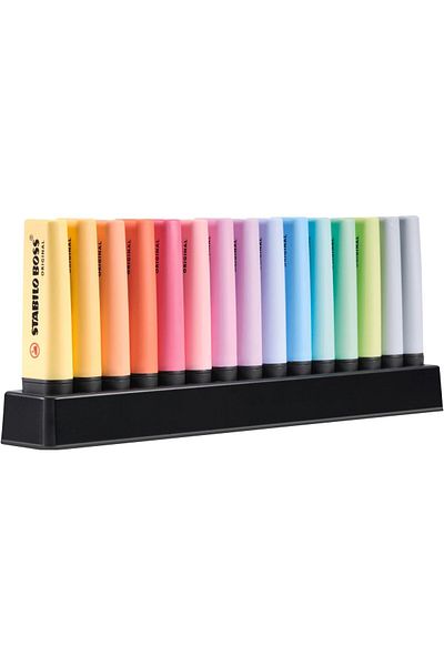 erorex Highlighter Boss Original Pastel Desk Set Of 15Pcs 14 Assorted Colors 2X Dusty Grey