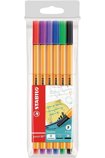 erorex Fineliner Point 88 Wallet Pen Set 6 Pieces Assorted