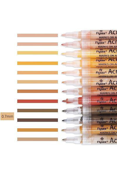 erorex Art Markers Set Of 12 Acrylic Paint Pens Skin Colors Paint Markers For Rocks Canvas Tiles Glass