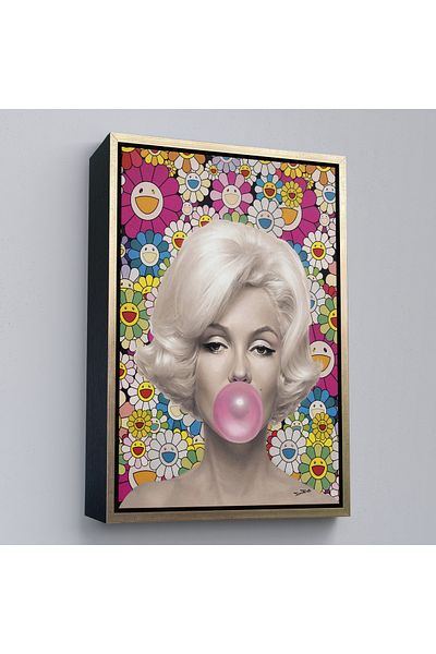 Harita Sepeti Ζωγραφική τοίχου Marilyn Monroe Pink Balloon με καφέ πλαίσιο