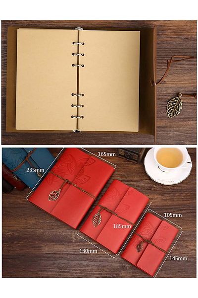 erorex Writing Journal Diary Pu Leather Spiral Blank String Daily Notepad Unlined Paper Retro Pendants