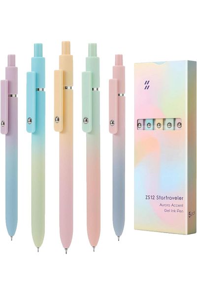 erorex Gel Pens 0.5Mm Premium Gel Roller Pens Aesthetic Black Ink Pens For Women Gifts For Teen Girls Kids