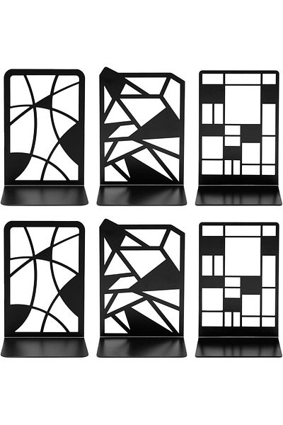 erorex Book Ends 3 Pair Heavy Duty Metal Book End Holder For Shelves Tree Design Book Holder Decorative