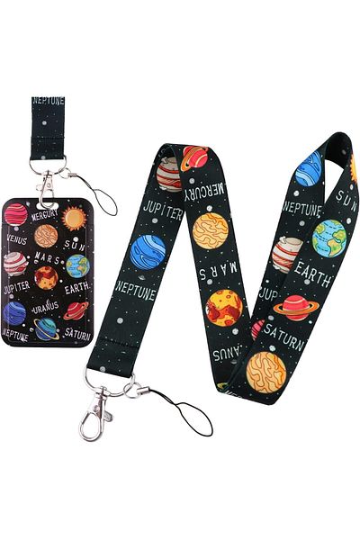 erorex Cool Badge Holder Lanyard For Id Badge Black Lanyard For Keys For Men Women Teens Boys Galaxy