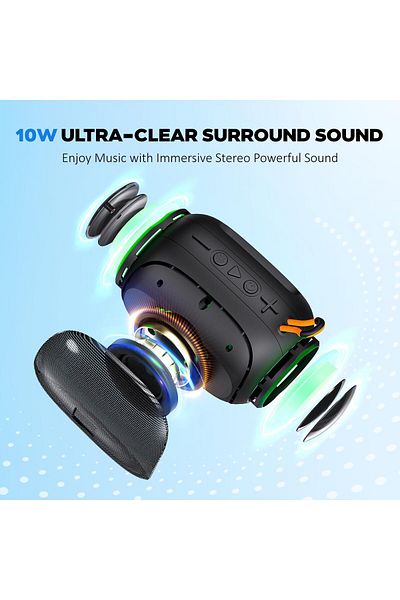 erorex مكبر صوت محمول بتقنية البلوتوث مع أضواء LED وعمر بطارية يصل إلى 8 ساعات وTF وUSB وAux ودعم Bluetooth 5.3