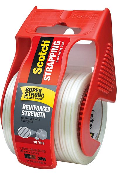 erorex Reinforced Strength Shipping Strapping Tape 50 3M With Dispenser Clear 1.88 Inch X 360 In 1