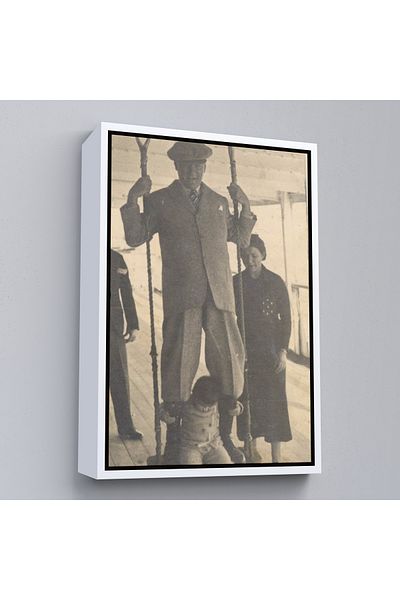 Harita Sepeti Pictură portret Ataturk cu cadru alb Mustafa Kemal Ataturk Pictură decorativă pe pânză dreptunghiulară