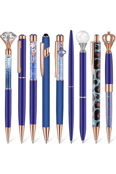 erorex 9 Pcs Ballpoint Pens Set Metal Crystal Diamond Glitter Pens For Journaling Black Ink Pretty Things