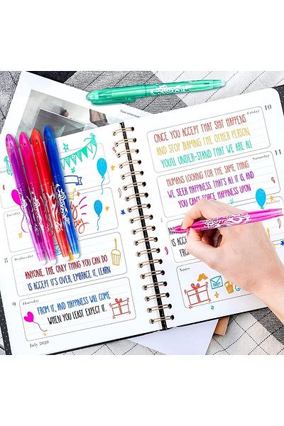 erorex Erasable Pens Erasable Rollerball Pen 0.5Mm Tip Rubber Pen Ink Eraser Pen 8 Colors Erasable Gel