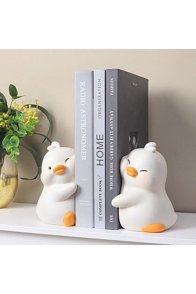 erorex Hug Duck Bookends Book Ends Decorative Bookends For Shelves Creative Resin Book Holders For Shelf