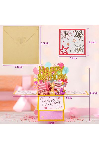 erorex Happy Birthday Pop Up Card Funny Happy Birthday Card For Women Men Sweet 3D Gift Birthday Box With