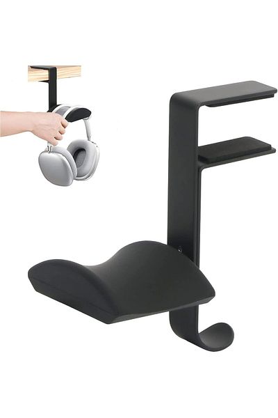 erorex Headphone Stand Hanger Headphone Hook Holder With Adjustable Rotating Arm Clamp & Cable Organizer