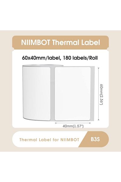 erorex Labels For B3S Label Printer 2.36 Inch X1.57 Inch 60X40Mm Thermal Sticker Label Waterproof Tear