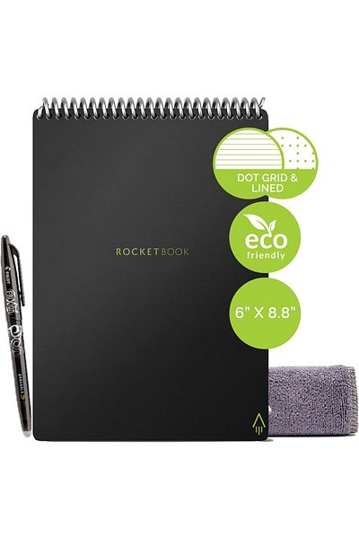 erorex Smart Reusable Notebook Flip Executive Size Spiral Notebook Infinity Black 6 Inch X 8.8 Inch