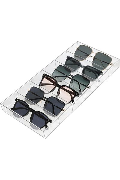 erorex Clear Drawer Organizer 6 Sections Eyeglass Sunglasses Organizer Holder Drawer Dividers Office Desk