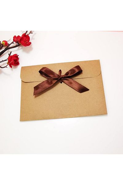 erorex 50 Pack Of Envelopes With Ribbon Kraft Paper Envelope Bags For Invitations Wedding Parties