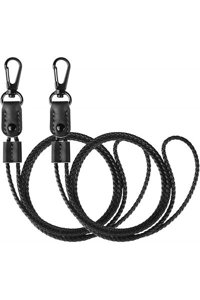erorex Nalanda 2Pc Braided Neck Lanyard Keychain Strap Micro Fiber Leather Rope Adjustable Length With