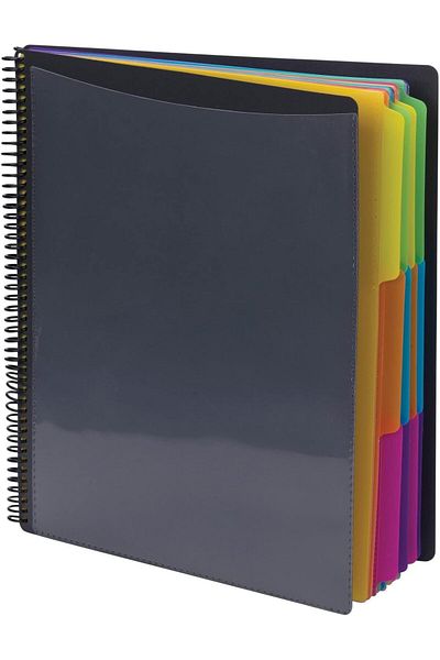 erorex 24 Pocket Poly Project Organizer Letter Size 1 3 Cut Tab Gray With Bright Colors 89206
