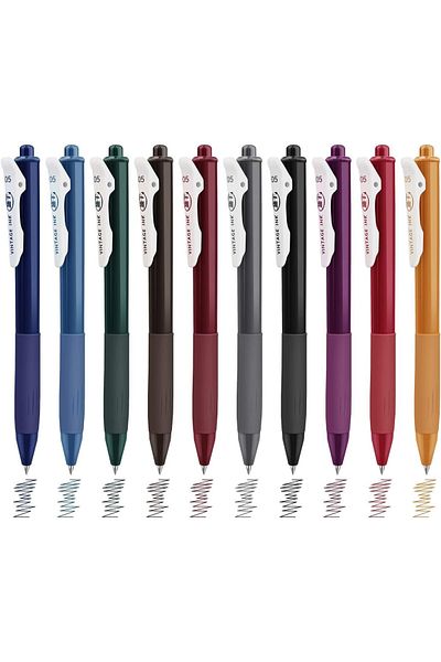 erorex 0.5 Gel Pen Multi Color Pen Boxed Pen Retractable Gel Pens Quick Dry Ink Vintage Colors Pens 10