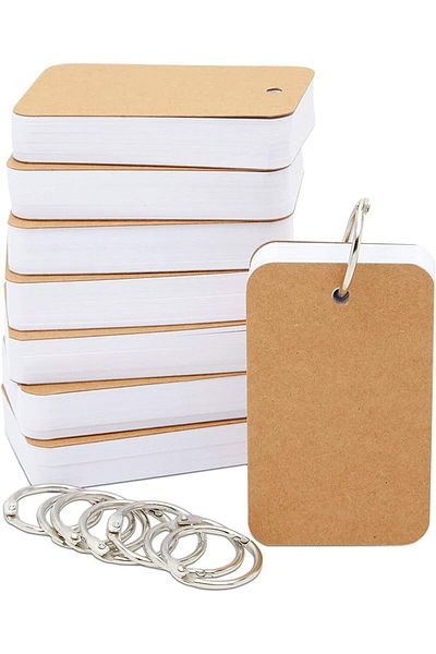 erorex 400 Sheets White Blank Flash Cards With Binder Rings 3.5 X 2.2 Inch Index Cards Small Note Cards