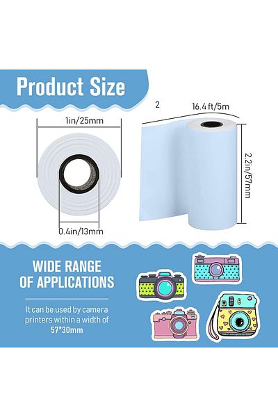 erorex 6 Rolls Print Camera Paper Refill 2.2 X 1 Inch Instant Camera Refill Print Paper Photo Printer
