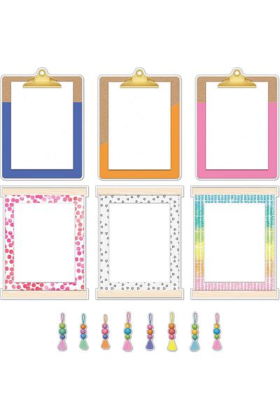 erorex Creatively Inspired 17 Pc Classroom Display Bulletin Board Set Colorful Clipboards Frames And