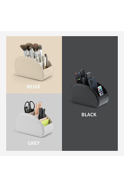 erorex Leather Remote Control Holder Large Remote Control Caddy Desktop Organizer With 5 Compartments Fits