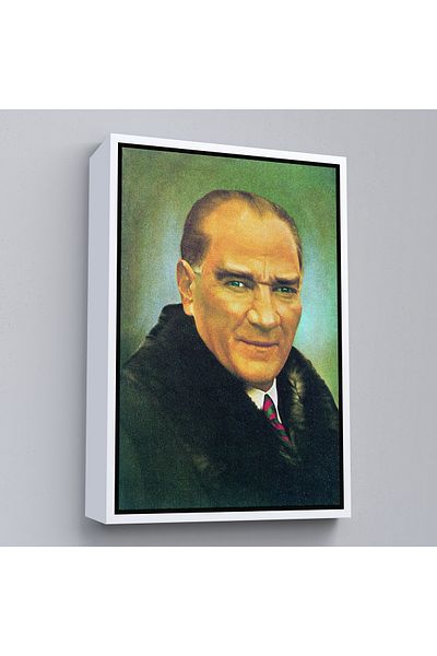 Harita Sepeti Pictură portret Ataturk cu cadru alb Mustafa Kemal Ataturk Pictură decorativă pe pânză dreptunghiulară