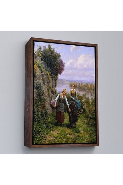 Harita Sepeti Pictură de perete cu fete rurale pe marginea râului cu cadru alb