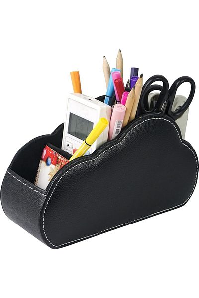 erorex Remote Control Holder With 5 Compartments Tv Remote Holder Caddy For Table Pu Leather Cloud Shape