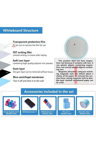 erorex Self Adhesive Magnetic Whiteboard Paper Whiteboard Film Stick On Wall For School Home Office