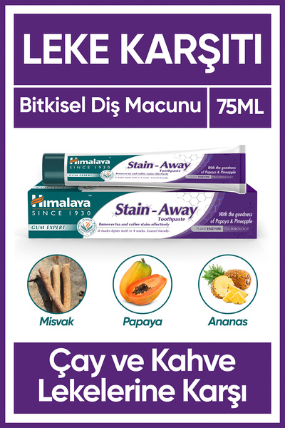 Himalaya Since 1930 Leke Karşıtı Bitkisel Diş Macunu, Florürsüz, Parabensiz, Vejeteryan, Leke Çıkartıcı, 75 ml