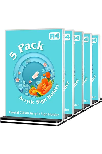 erorex Acrylic Sign Holder A4 Poster Menu Holder Double Sided Display Stands For Restaurant Hotel
